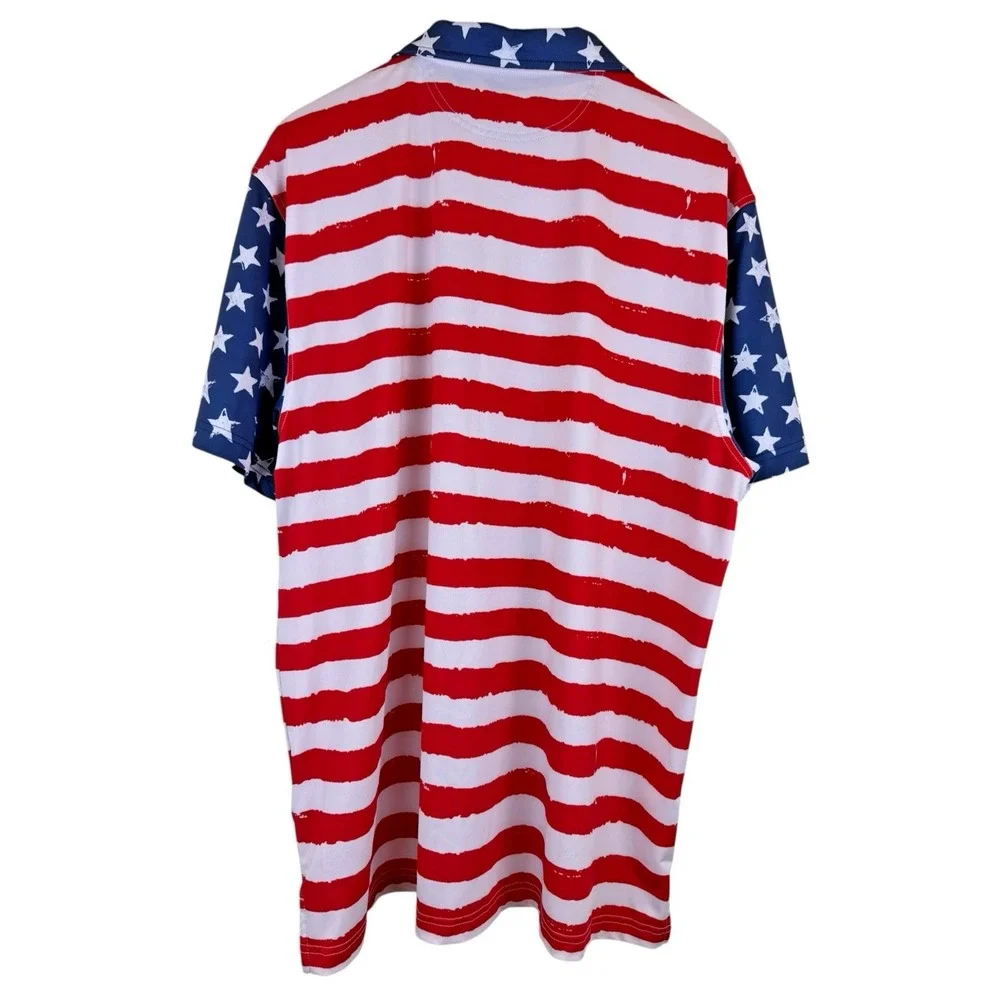 Chubbies American Flag Print Performance Polo Mens XL Red White Blue USA‎ - Picture 4 of 4